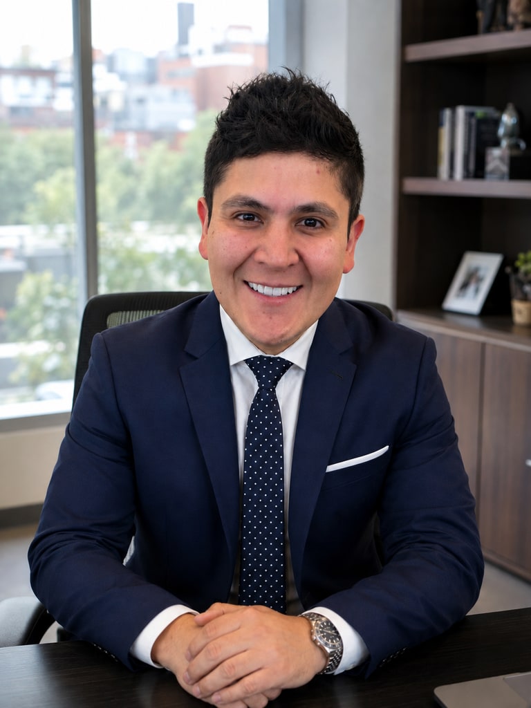 Dr. Camilo Henao en su consultorio en Bogotá.